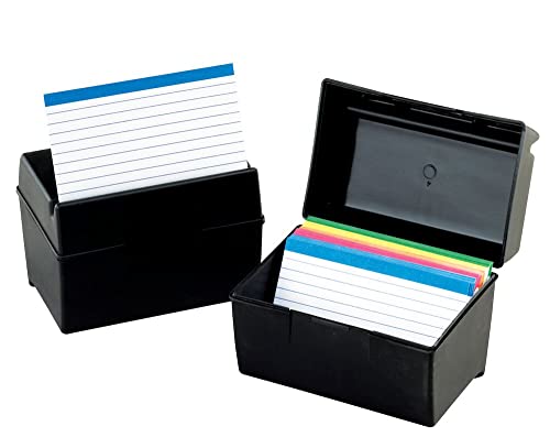 Oxford Plastic Index Card Box, 5 X 8 Inches, 500 Card Capacity, Black (01581) #TOP1