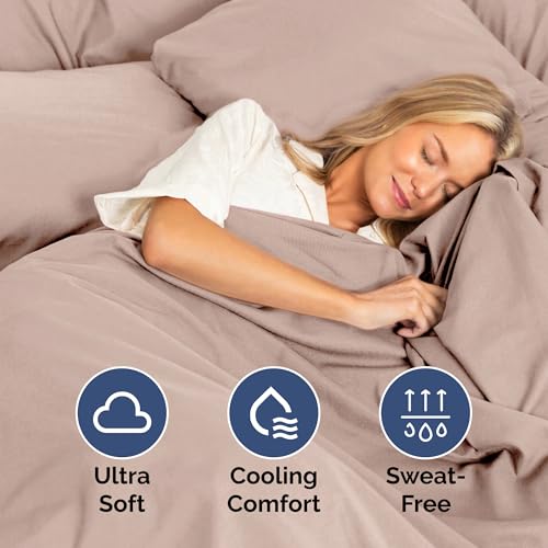 Image of Twin Size 3 Piece Sheet Set - Ultra Soft & Cooling Bed Sheets - Dusty Pink | Fits 8 Inch to 16 inch Mattress, Wrinkle Free & Fade Resistant with Deep Pockets, Breathable, Comfy Hotel Luxury Bedding