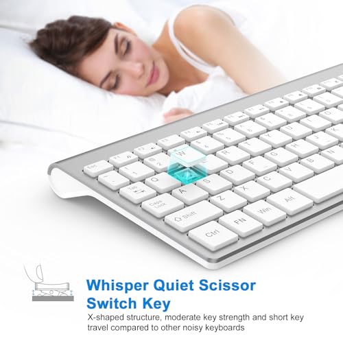 Image of cimetech Wireless Keyboard, 2.4G USB Ultra Slim Quiet EasyTyping Laptop Keyboard with High-end Technology for Office and Home, Type with Ease and Double Efficiency - Silver