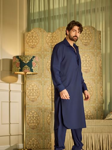 Image of SOJANYA Men's Cotton Silk Pathani Kurta Set with Wide Leg Straight Fit Salwar