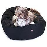 Majestic Pet 52 inch Black & Sherpa Bagel Dog Bed Products, 52.0'L x 35.0'W x 11.0'Th