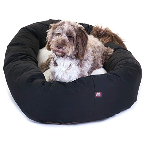 Majestic Pet 52 inch Black & Sherpa Bagel Dog Bed Products, 52.0"L x 35.0"W x 11.0"Th