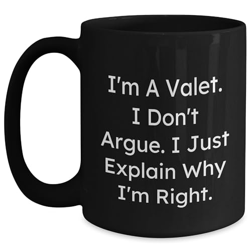 Valet Humor Christmas Unique Gifts: Funny Inspirational Quote Black 11oz or 15oz Coffee Mugs for Valet Lovers, Unique Gifts for Him from Friends, Encouraging Motivational Present for Valet