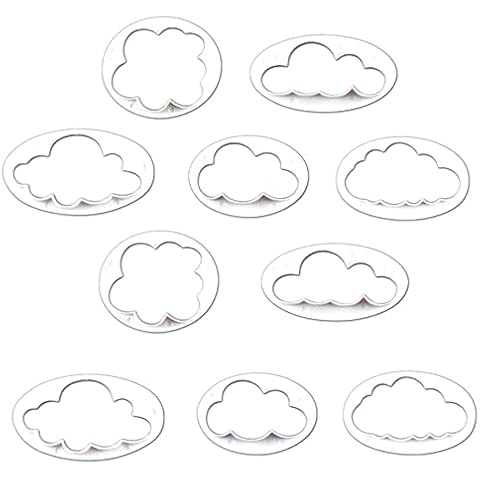 10 Pieces Cloud Fondant Cutter Set Plastic Cutters Mould Fondant Tailor Tool for Baking Room Coffee Shop Birthday or Wedding Cake Cover