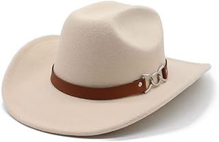 HHF Caps y Sombreos Sombrero de fieltro Vintage británico con cinturón marrón de ala grande, sombrero de lana de vaquero occidental for otoño e invierno, sombrero de Jazz tibetano ( Color : Beige )