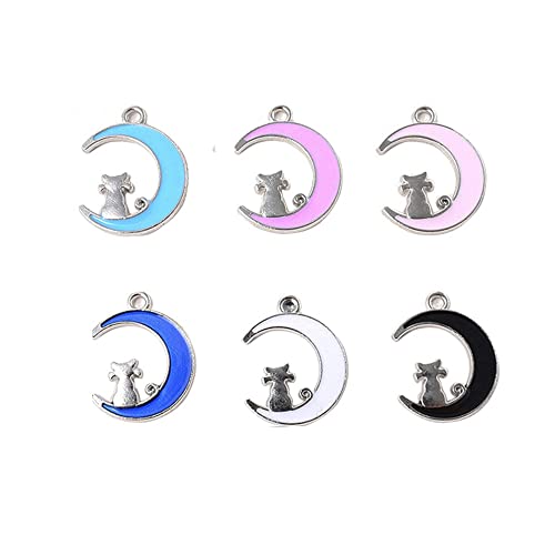 36Pcs Matching Moon Cat Cute Charms For Girls Anime Charms For Jewelry Making Pendants Bulk Cat Charms Diy Crafts Pendants For Women Cartoon Stuff For Grils Dangle Bracelet Handcrafted Accessoriesr Necklace Jewelry Making For Girls #TOP14
