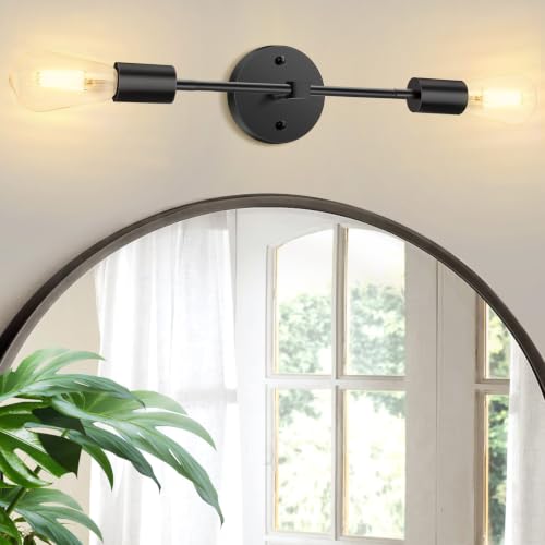 Modern Industrial 2-Light Matte Black Sconce