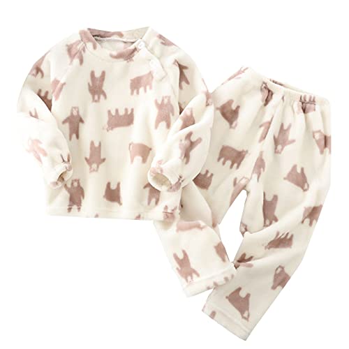 2 Piece Toddler Boys Girls' Winter Fleece 𝐏ajama Set Warm Plush Pullover Tops Pants Sl𝐞epwear Set 𝐏js Outfits