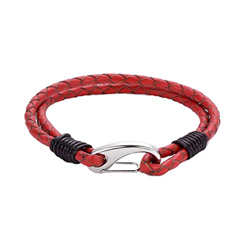 Fornateu Hommes Femmes en Alliage Bracelet en Cuir PU Fitting Bracelet Rouge Bracelet Poignet Bijoux Décoration Cover