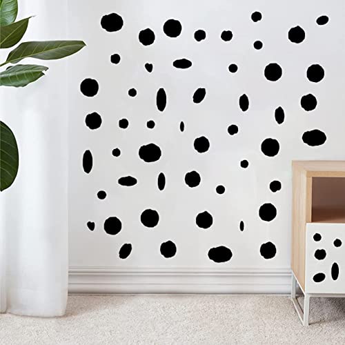 Polka Dots Decals Black Wall Sticker Peel And Stick Vinyl Wall Stickers Irregular Dots Wall Decal Cow Print Sticker Modern Wall Stickers Removable Wall Stickers For Kids Bedroom Living Room Decor #TOP2