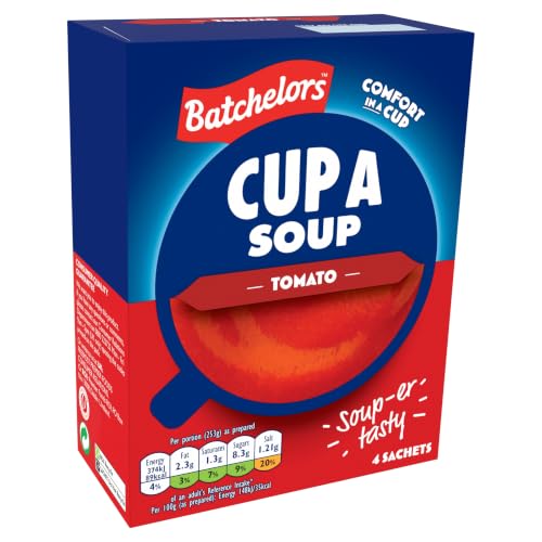 Image of Batchelors Cup A Soup Tomato Instant Mix 93g (4 Sachets) | Smooth Tomato Drink | Low Fat Vegetarian | Quick & Easy Just Add Hot Water