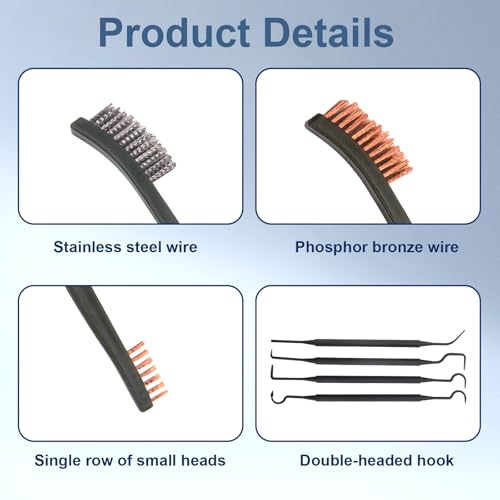 Image of 8 Pack Carburetor Cleaning Brushes Kit, Torch Nozzle Tip Cleaner Set, Double-Ended Polishing Brush and Pick Tool Kits for Motorcycle ATV Welder Carb Chainsaw Orifices