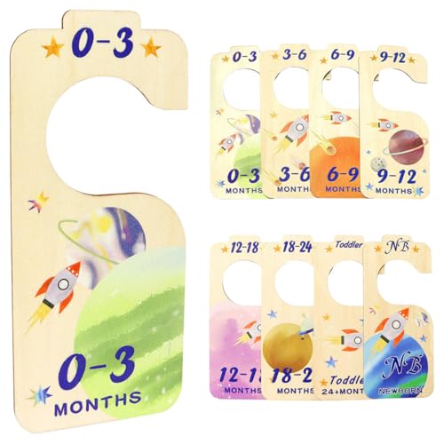 GGUFAY 8Pzs Separadores de Ropa de Niños para Armario, Separadores Divisores para Armario De Bebe, Separadores de Doble Cara de Madera,para Ropa Infantil y Recién Nacidos