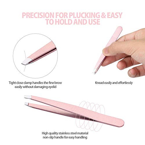 image for Amytor Tweezers Set 4-piece,Professional Stainless Steel Slant Tip and
