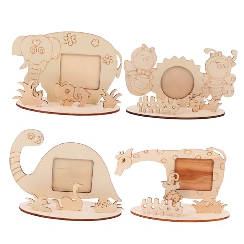 HOLIDYOYO Animal Boys and Frames Set Desktop Photo Frame Wooden Photo Frame Craft