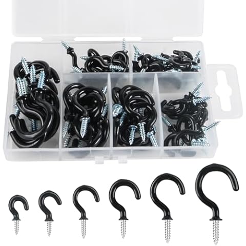 75PCS Black Screw-In Ceiling Hooks Cover