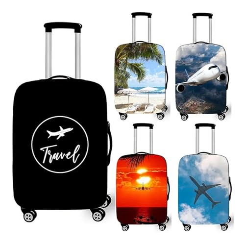 Plane Aeroplane Print Luggage Cover for Travelling Summer Vacation Suitcase Protective Covers Elastic Trolley Case Cover for Luggage, Travelling(Red,L)2