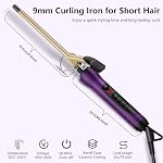 3/8 pouce petite baguette de fer de curling pour court & Cheveux longs, Céramique Petit Barrel Curling Fer Tiny Curling Wand avec température réglable, Inclure Gants résistant à la chaleur