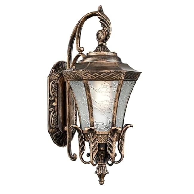 Black and Gold Sconces Wall Lighting, 20.87 H Exterior Wall Light Fixture, Waterproof Aluminium with Glass Outdoor Lanterns for Front Porch Patio Garage Hallway