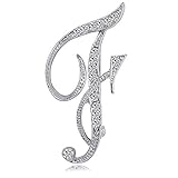ETHOON Letter Brooch Pins Initial Rhinestone Brooch for Women Crafts Silvery F
