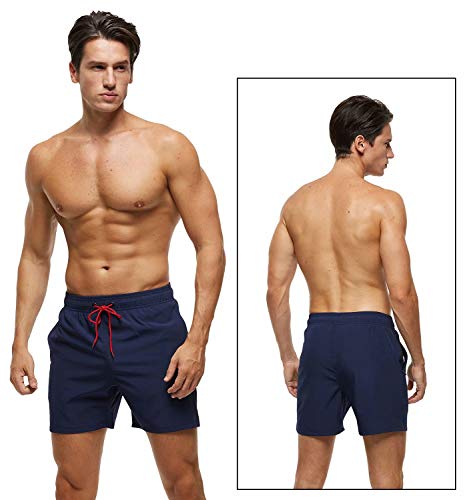 Image of Tyhengta Men's Swim Trunks Quick Dry Beach Shorts with Zipper Pockets and Mesh Lining