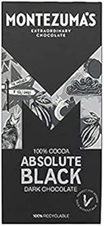 Montezuma's Absolute Black 100% Cocoa Dark Chocolate Bar 90g X 24