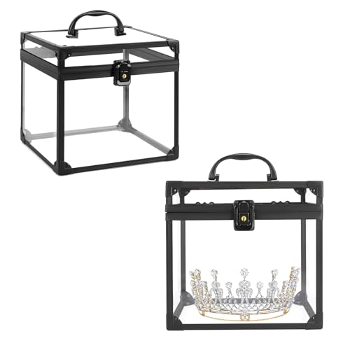 Donghome Crown Box 7.9 x 6.7 x 7.5inch Clear Acrylic Makeup box Makeup Organizer Large Capacity Transparent Display Case for Vanity Bathroom Counter or Dresser