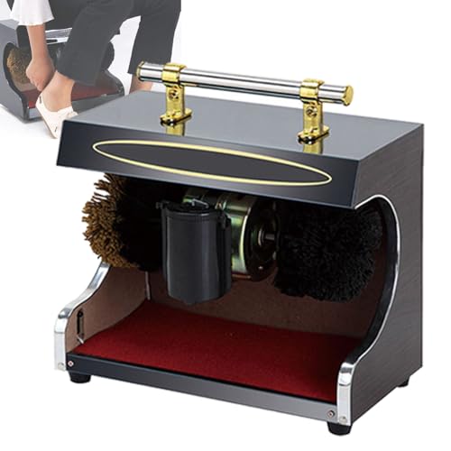 Cireuse à chaussures à induction automatique, nettoyeur électrique avec double brosse combinée, kit de nettoyage de chaussures en cuir portable avec dépoussiérage et polissage, pour maison,Black