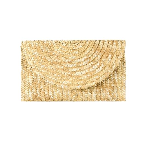 Pochette en paille pour femme : sac enveloppe d'été tissé à la main pour la plage