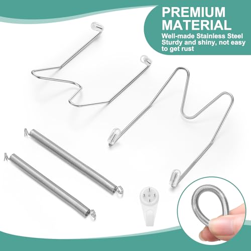 Image of Hotop 12 Pieces Plate Hangers for Wall Stainless Steel Wire Invisible Heavy Duty Plate Hangers Display Holders with 12 Pieces Hooks for Wall Decorative(8 /12 /14 Inch,Silver)