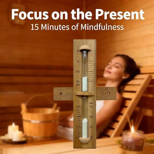 15 Minute Sauna Sand Timer, Red Cedar Sauna Hourglass, Heat-Resistant 360° Rotating Wooden Sand Clock, Wall-Mounted Sauna Accessories for Infrared & Traditional Sauna,SPA - Image 2
