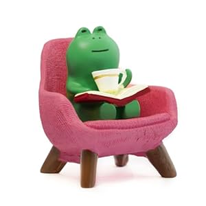 Miniature Frog Figurines Desk Decor, Funny Frog Statue Home Office Frog Decoration, Cute Frog Fairy Garden Resin Decorations, Small Frog Statues Gifts Ornaments Frog Lovers(Pink Sofa)