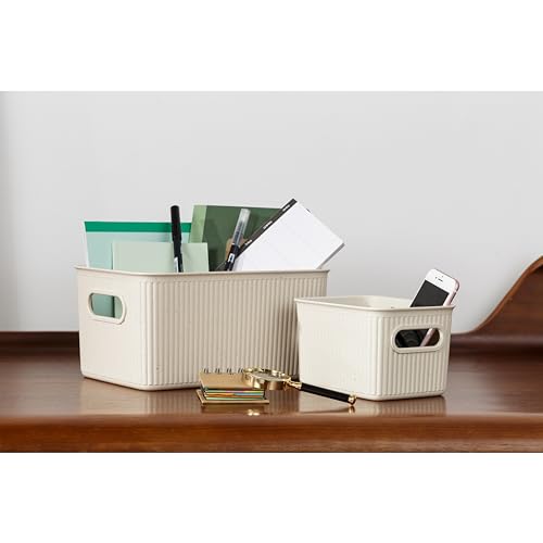 Miniatura 6 de Tatay Cestas Almacenaje Plastico Baobab Set De 3 Cajas Organizadoras Asas Integradas Diseño Compacto Y Versátil Plástico Reciclado Libre De Bpa 18,7x27,8x13,3 Cm, Ecohome