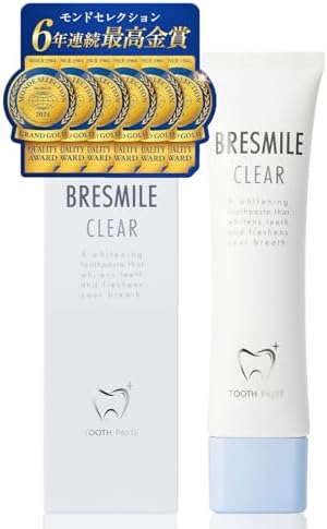 （00:30時点） 【モンドセレクション最高金賞受賞】 ブレスマイルクリア （BRESMILE） 歯磨き粉 ホワイトニング 口臭ケア 歯磨き 歯 医薬部外品 60g×1本