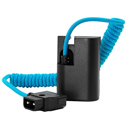 KONDOR BLUE Coiled Braided D-Tap to LPE6 Dummy Battery Cable Compatible Canon EOS R R5 R6 5DII 5DIII 5DIV 6D 6DII 70D 7D 7DII 80D 90D DSLR Camera