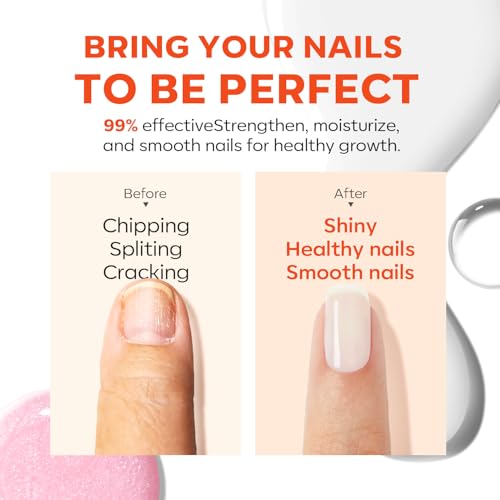 modelones Nail Strengthener and Growth Milky White Nail Polish Nail Repair for Damaged Nails Hardener Ridge Filler for Nail Strengthening Polish Gifts Women 15ml