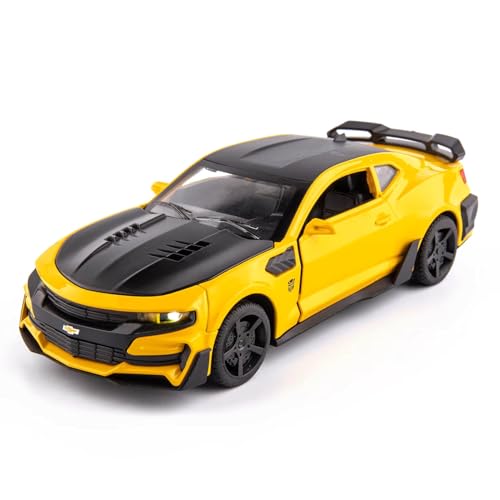 Image of Alokik Enterprise 1:24 Bumblebee Chevrolet Diecast Metal Pull Back Car with 6 Openable Doors with Sound and Light Toy Decoration car Best Gift Toys for Kids 【Colors as Per Stock】