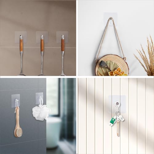 Image of Drill Free Adhesive Hooks, Picture Hangers Without Nails, 12 Pcs Nail Free Wall Hangers, Wall Hooks Adhesive for Hanging for Kitchen, Bathroom, Home