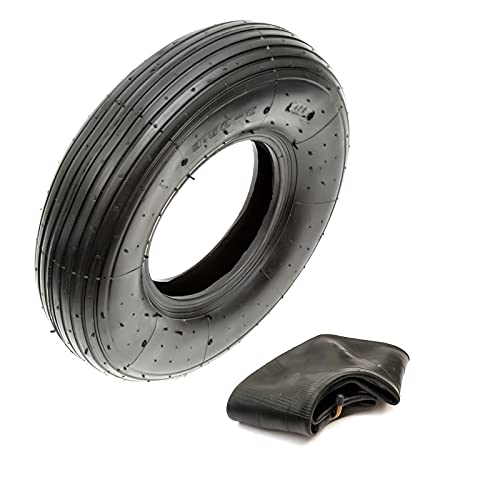 PetrolScooter Wheelbarrow Tire & Inner Tube 3.50-6 Ribbed Line Tread 2 Ply 6 Inch Wheel Barrow