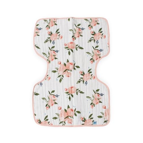 Image of Little Unicorn Cotton Muslin Burp Cloths | 100% Cotton | Multi-Layer | Ultra Absorbent & Soft | Reversible | Large 21 x14 (Watercolor Roses)
