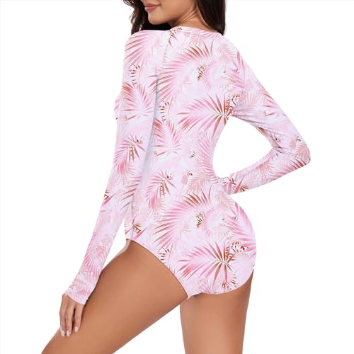 Image of Century Star UPF 50+ Long Sleeve Swimsuits for Women - Rash Guard Modest High Neck Surf One Piece Full Coverage Bathing Suit