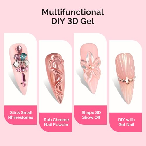 Image of MelodySusie 3D Nail Gel for Sculpting, Clear Nail Art Glue for Drawing, Charms, Rhinestones Chrome Powder No Wipe UV /LED Light Cured Sculpting Gel for 3D Nail Art Designs Salon DIY Use 2PCS