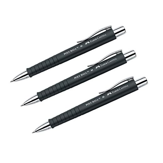 Faber-Castell POLY BALL 241199 - Bolígrafo, 0,5 mm, M, forma triangular ergonómica, mango antideslizante, con clip de metal, color negro (3 unidades)