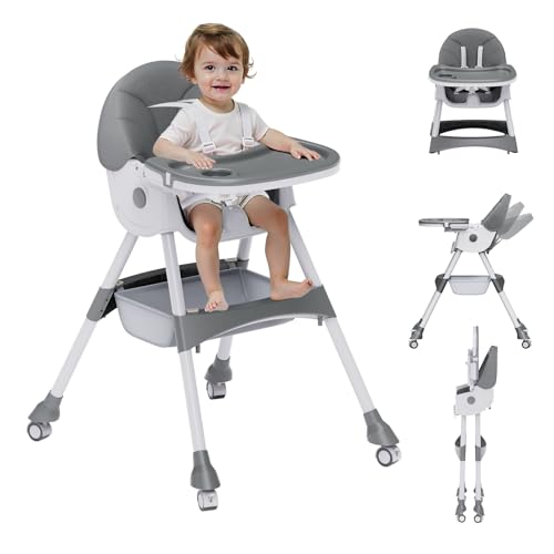 4-in-1 Portable Baby High Chair with Wheels