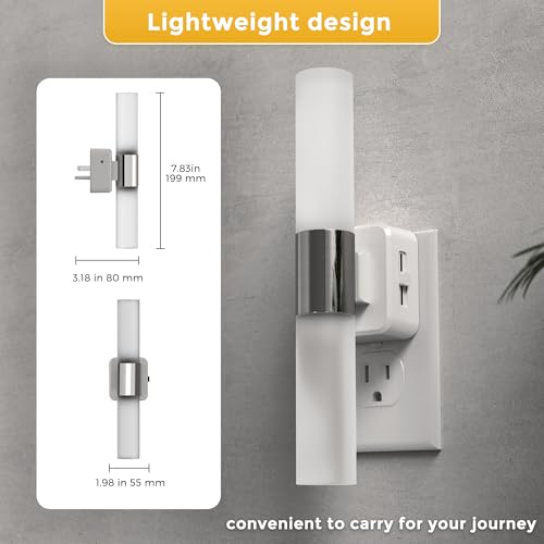 Image of L LOHAS LED Night Light, Night Lights Plug into Wall, 3000K Soft White, 0-100LM Adjustable Brightness, 180 Rotating Plug in Night Light with Auto Light Sensor for Bathroom, Bedroom(Matte White)