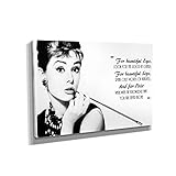 Audrey Hepburn Breakfast at Tiffany`s Quotes Canvas Print Decorative Art Modern (18in x 12in Gallery...