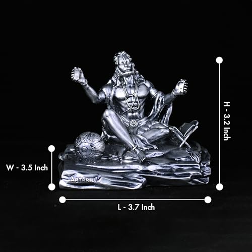 Image of Artarium Bhaktimay Hanuman Statue Balaji Bajrangbali Sankat Mochan Murti Panchmukhi Hanuman Pavan Putra Statue for Home Decor (Bhaktimay Hanuman Silver)
