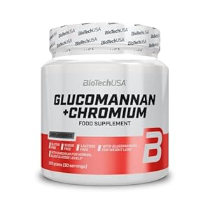 BioTechUSA Glucomannan+Chromium | Niet-gearomatiseerd vezelsupplement | voor gewichtsverlies en ondersteuning van de bloedsuikerspiegel | lactose-, suiker- en glutenvrij, 225 g
