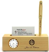 Vista 15 de Tarjetero personalizado de palisandro sólido con reloj y bolígrafo para hombres BUS-MP-Bankers
