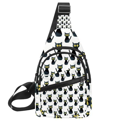 Sac à bandoulière chat noir d'Halloween multicolore et ergonomique